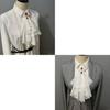 Rhinestones Ruffled Lace Jabot Victorian Renaissances Detachable Faux Collar for Themed Gatherings and Theatrical Wear