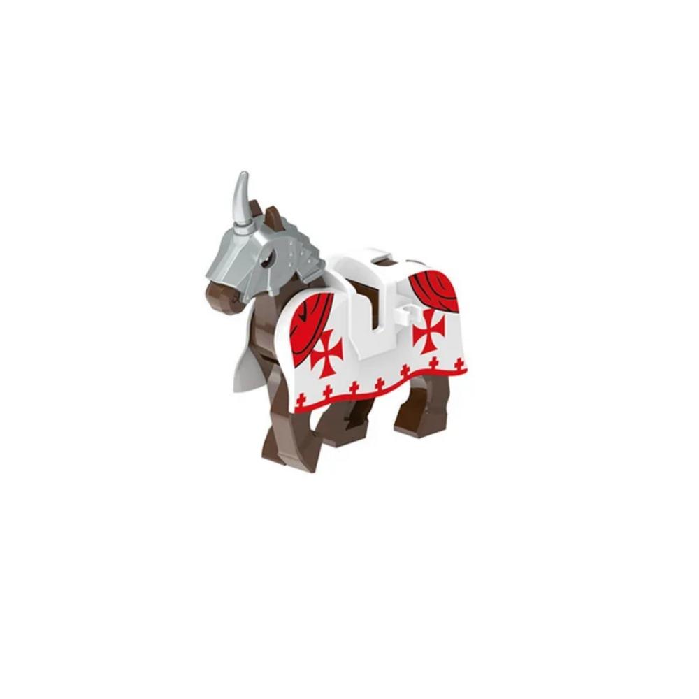 Военные Средневековые Строительные Блоки Фигурки Солдат Рыцарская Экипировка Аксессуары для Животных Маунт Броня Боевой Конь Мини Кирпичики MOC