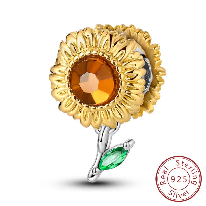 Оригинальные Шармы Бусины Медь Золотой Бант Леопард Кошка Собака Подсолнух Бусины Подходят для Подвески Браслет Женские Ювелирные Изделия Подарок