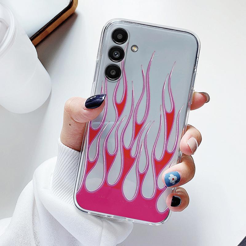 Прозрачный чехол для Samsung Galaxy A24 A17 A16 A56 A55 A54 A06 4G Чехол Мультяшные цветы Мягкий Прозрачный Ударопрочный Funda Лицевая крышка Capa
