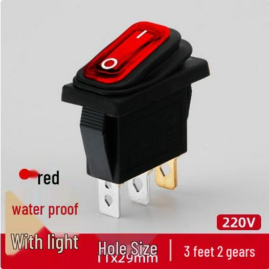 Waterproof Oilproof Dustproof Power Rocker Switch KCD3 3-Pin, 2-Position with Light, High Current, Two-Speed