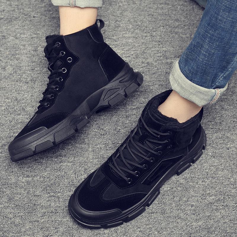 Fashion Men New High Quality Black Work Wear Boots Outdoor Anti Slip Comfort Casual Shoes Warm Fashion Ankle Boots Men's Winter Shoes