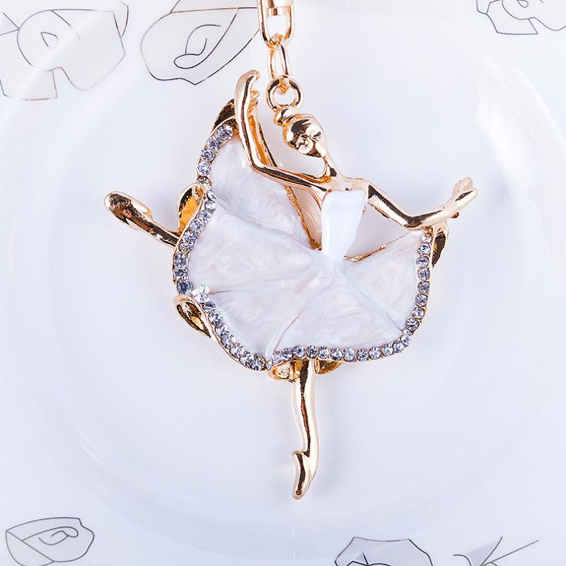 1шт кулон в виде балерины, элегантные ключи, аксессуары для автомобилей, изысканный хрустальный брелок, модный цинковый сплав, балерина, брелок со стразами