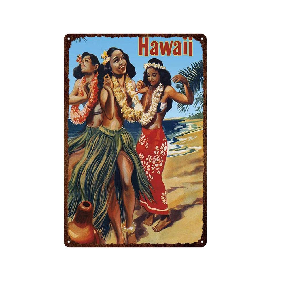 Гавайи Вайкики Приморский Пейзаж Металлическая Оловянная Вывеска Известный Туристический Город Ретро Серфинг/Декоративная Налет Для Автомобиля Железная Живопись 20*30 см