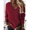 Весенняя женская модная повседневная футболка с длинными рукавами и V-образным вырезом, футболка-пуловер для женщин