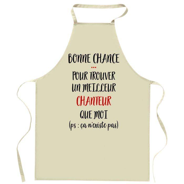 Tablier de cuisine - Chanteur Ca n'existe pas - Impression bretonne - Coton résistant - Liens ajustables