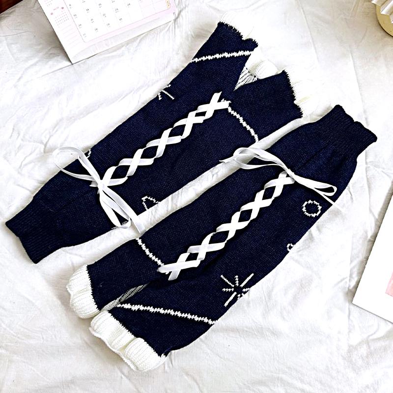 1 пара носков с ремешком и узором пентаграмма, кружевные носки с ворсом и завязками на ногах, сохраняющие тепло