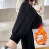 Women's Winter Plus Size Padded and Thickened Relaxed Mid-rise Straight Leg Trousers Casual Warm Drawstring Trousers