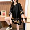 "2025 Women's Loose-Fit European Style Long Short-Sleeved T-Shirt - New Summer Fashion, Age-Reducing, Large Size"