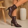 Модная женская осенне-зимняя новинка, остроносые ботильоны на высоком каблуке с боковой молнией, эластичные, подчеркивающие стройность, ботинки интернет-знаменитости