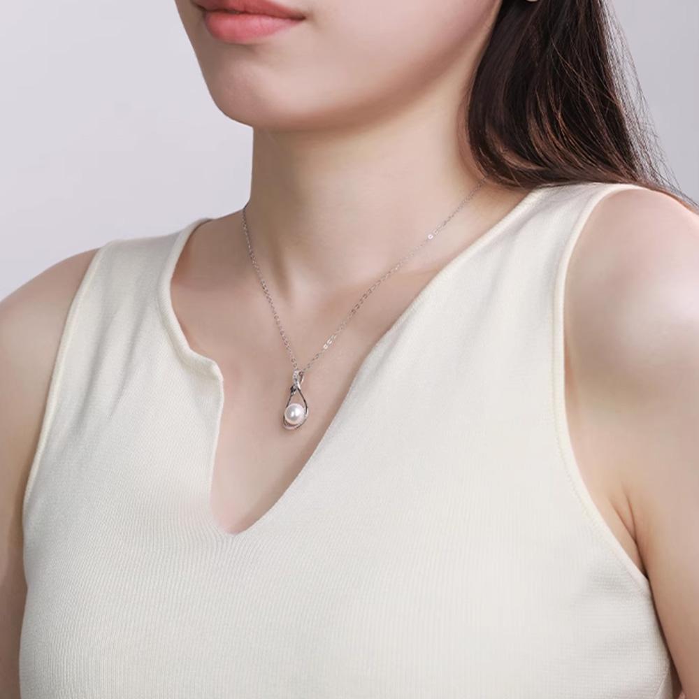 Seulement 925 Sterling Silver Freshwater Natural Pearl Pendant Necklace with Zircon Elegant Flower Design Fine Jewelry for Women