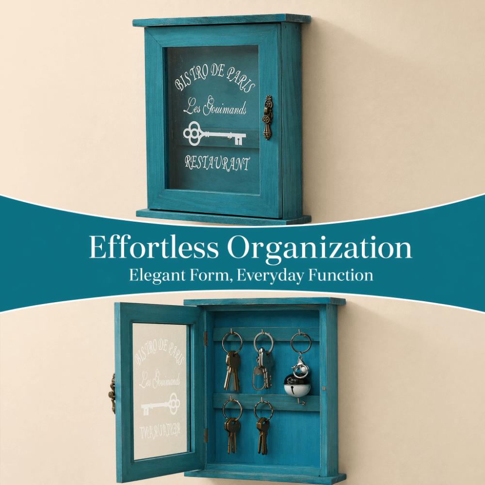 Wooden Material Key Storage Box 6 Hooks Key Cabinet Box Durable Wall Key Box Home Entryway