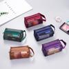 Fashion Portable Square Mesh Storage Pouch Mini Zipper Coin Purse Large Capacity Key Bags Fashion Cosmetic Bag Stationery Case