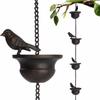 8 Feet Bronze Decorative Bird Rain Chain Metal Hanging Rainwater Catcher Chain 8 Birds Cups Drainage Rain Chain for Gutter Roof
