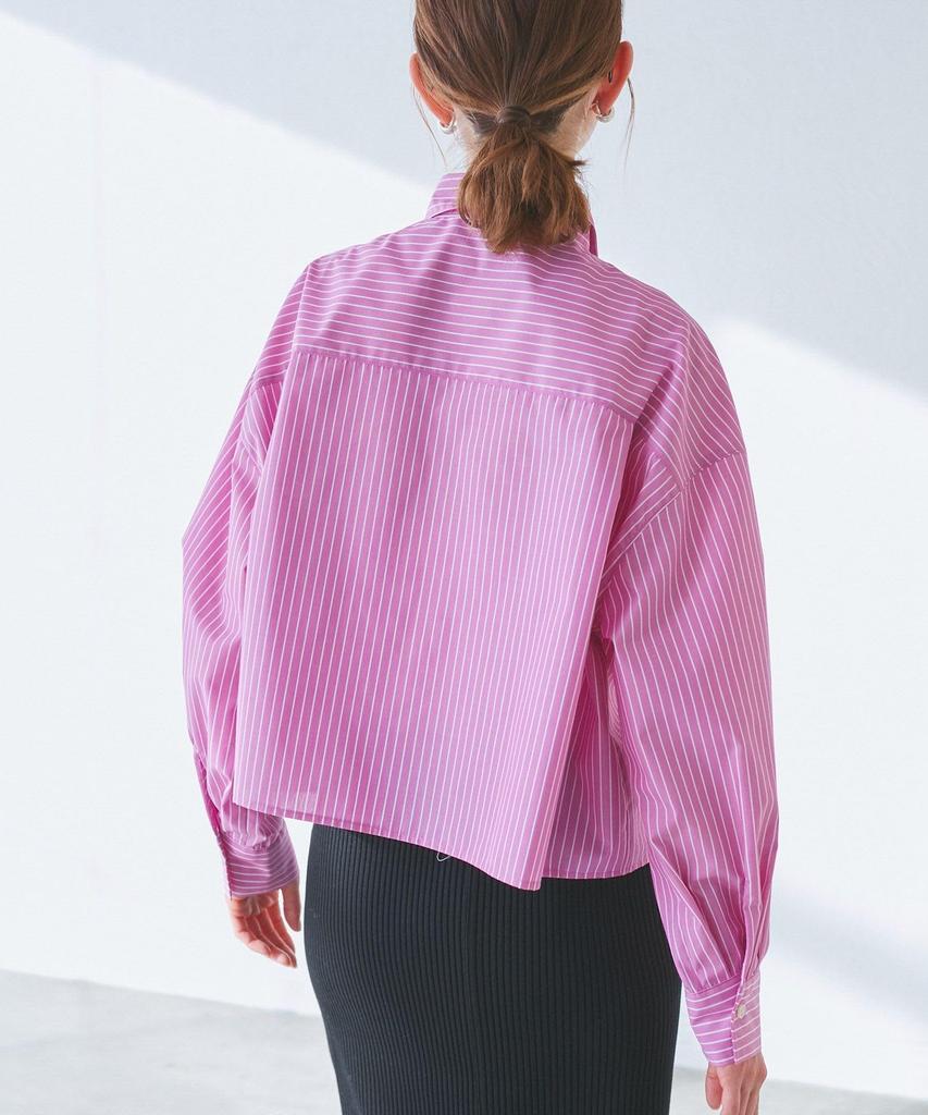 ROPE PICNIC Pollen Cropped Rose Pink Women's Guard/Wrinkle-Resistant Shirt, (64)