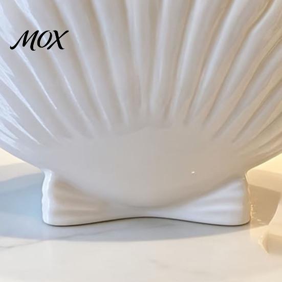Bathroom Toothbrush Holder Shell Shape for Countertop, 2 Compartments Waterproof No Drill Toiletry Desktop Organizer, Ocean Style & Toothpaste Storage