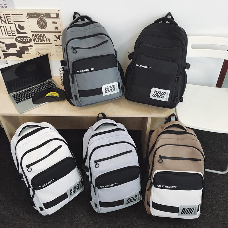 Мужской рюкзак большой вместимости для учеников младших классов средней школы, школьная сумка, женский рюкзак с цветными блоками