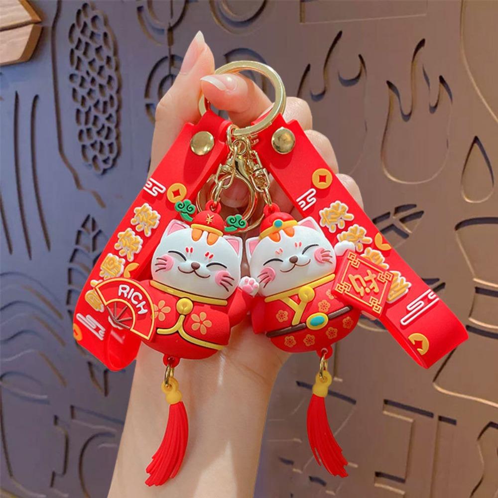 Брелок для ключей Big Belly Maneki Neko, милые брелки с котом удачи.  Забавные подарки