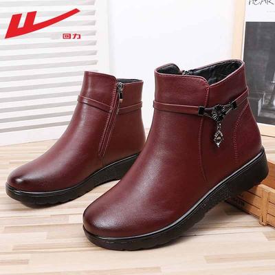 Женская обувь зимняя хлопковая обувь бархатная нескользящая теплая зимняя обувь кожаная обувь средняя зимняя обувь