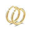 Bestyle Hoop Earrings Ladies Link Earrings Big Stainless Compatible with Metal Allergies Both Ears 40mm Gold Thick Simple Popularity Accessories