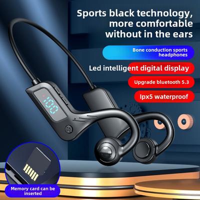 Новая трансграничная Bluetooth-гарнитура 5.3 с цифровым дисплеем и костной проводимостью, водонепроницаемые спортивные наушники без ушей, беспроводная вставная штангенциркуль