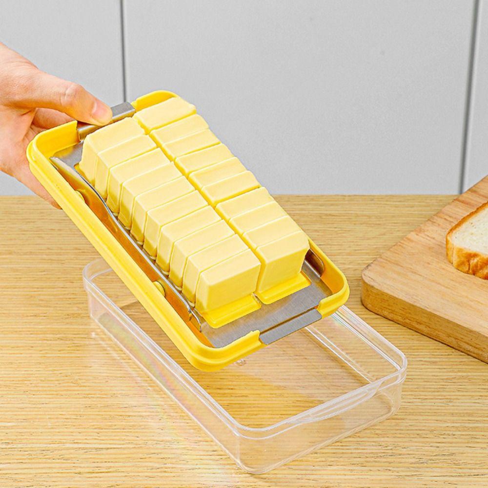with Cutting Net Butter Slicer Box Clear Lid Cheese Keeper Kitchen Baking