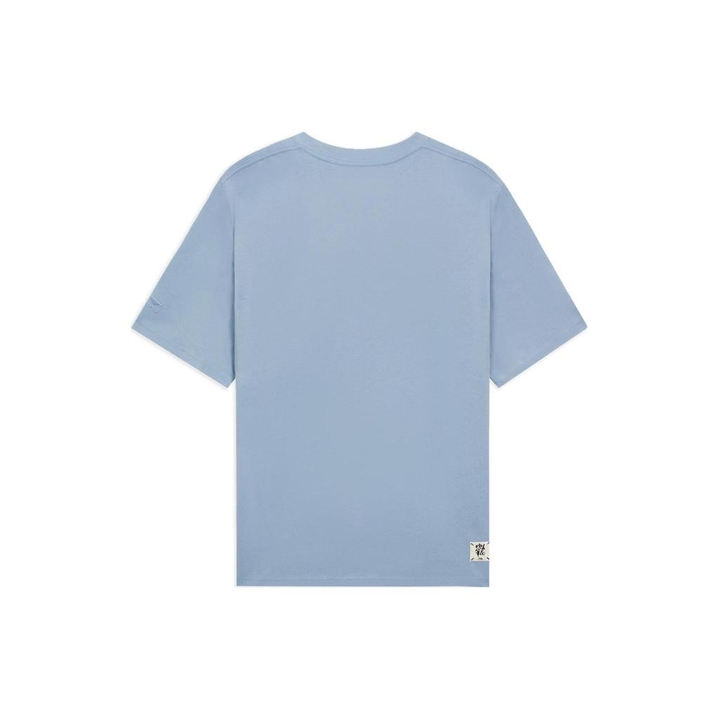 Li-Ning Вдохновленная китайской культурой, футболка с круглым вырезом и цветочным принтом, мужские топы, нежно-серый, синий AHSS753-2