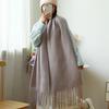 230*37cm Women's Elegant Chunky Knit Shawl Scarf - Super Warm, Windproof & Chunky Winter Accessory, White - Perfect for Fall & Winter Fashion