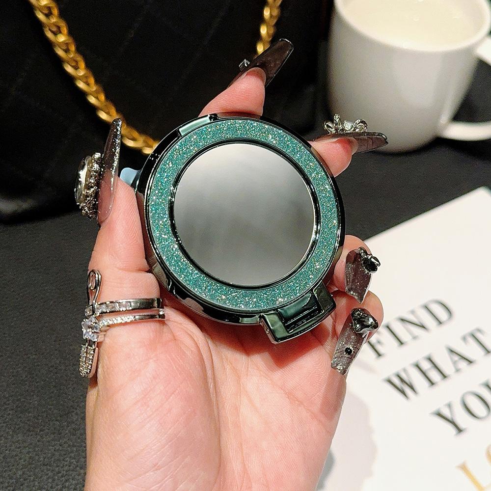 Гальванический блестящий магнитный держатель для мобильного телефона складной держатель для кольца на палец с пряжкой на липкой основе подставка для макияжа зеркало