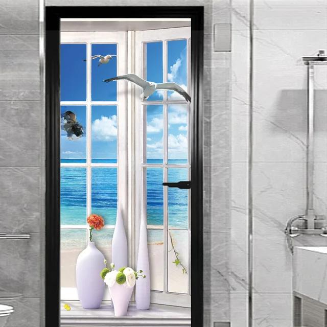 Наклейка на окно и внешнюю дверь для гостиной, спальни, сделай сам, самоклеящиеся обои, домашний декор, дверной плакат, ремонт, легко наклеивается