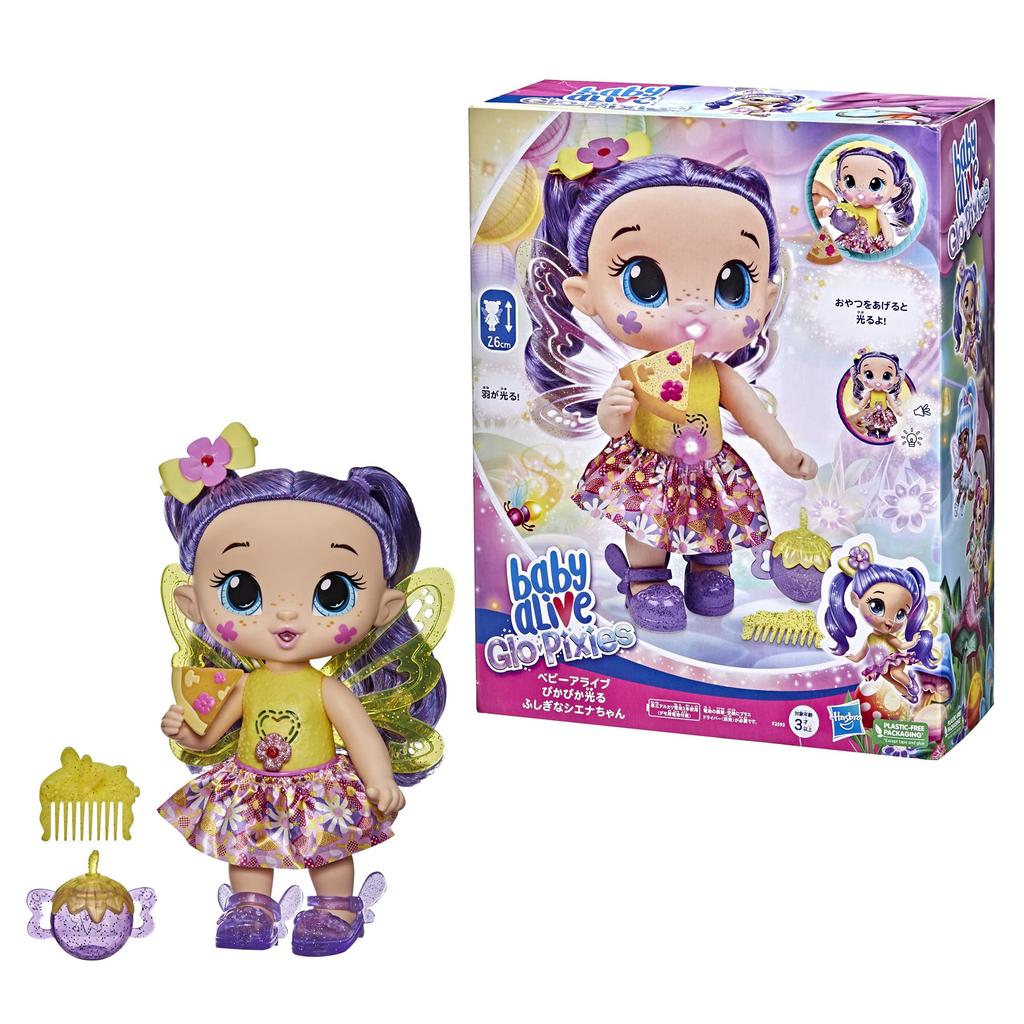 Hasbro Baby Alive GloPixies Siena Sparkle F2593, интерактивная электрическая кукла 26,7 см, светящаяся в темноте, для детей от 3 лет. Подлинный.