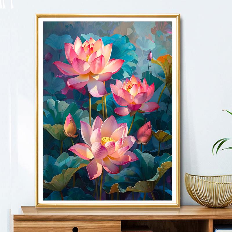 5d DIY Алмазная картина вышивка крестом розовые цветы лотоса Алмазная вышивка мозаика полная круглая дрель домашний декор