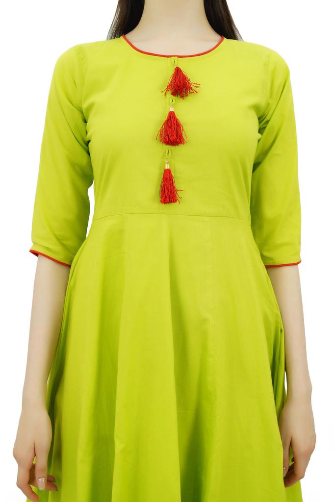 Bimba Женское дизайнерское этническое платье-курти Anarkali Kurta с кисточками