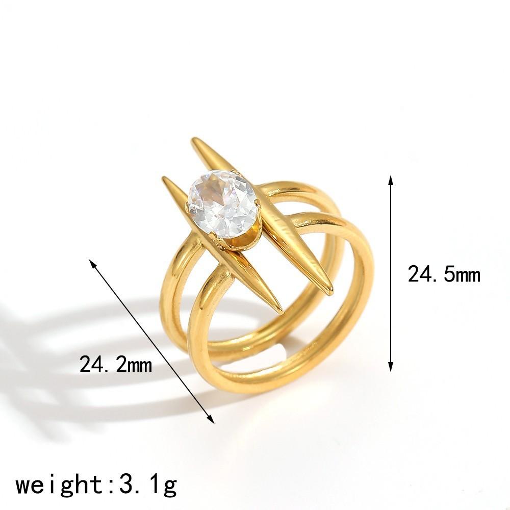Minimalist Stainless Steel Zirconia Ring For Women With Irregular Shape And Elegant Look