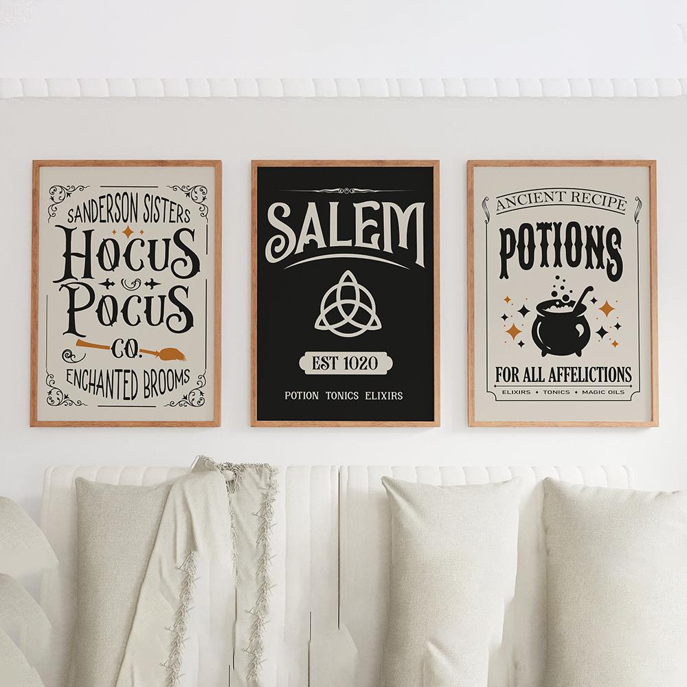 Boho Halloween Prints Trendy Wall Art Witchy Halloween Poster Pictures Vintage Kitchen Wall Canvas Painting Room Home Decor