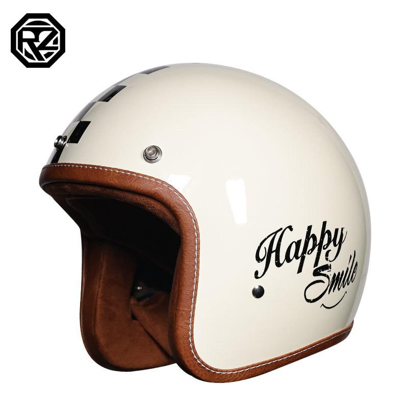 Vintage-Style 3/4 Motorcycle Helmet Men Women ABS Material DOT Certified Half With Visor