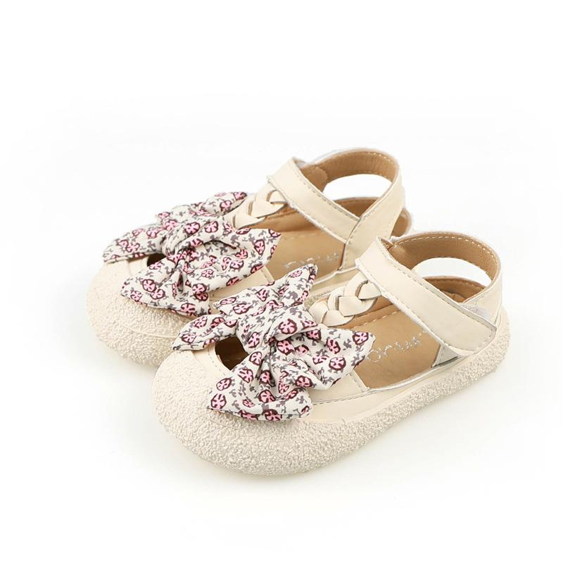 Children's Sandals Girl Sweet Princess Causal Cut-outs Shoes with Big Bowtie Fashion Versatile Kids Elegant Walking Sandals New