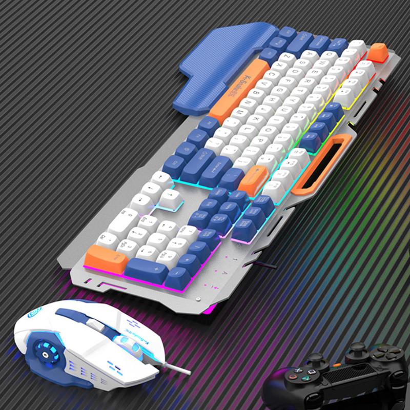 Игровая 108-клавишная проводная клавиатура и мышь, костюм с RGB-лампой для атмосферы, настольный компьютер, ноутбук, компьютер для киберспорта, игровой механический