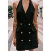 Autumn New Women's Clothing Commute Style Double Breasted Button Decoration Hanging Collar Mini Business Suit and Dress 3608536