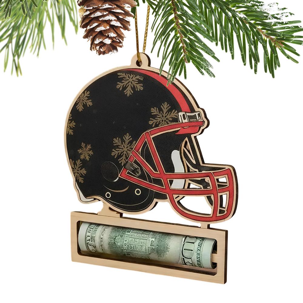 Cash Holder Football Helmet Charm Creative Helmet Wooden Party Supplies Christmas Helmet Money Holder Ornament For Birthday