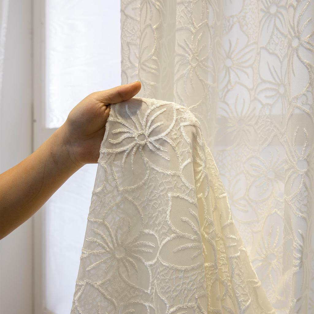 1 панель шторы из полупрозрачной марли с принтом зеленых листьев в стиле французского кантри на люверсах - мятно-зеленые и белые ботанические оконные портьеры для спальни