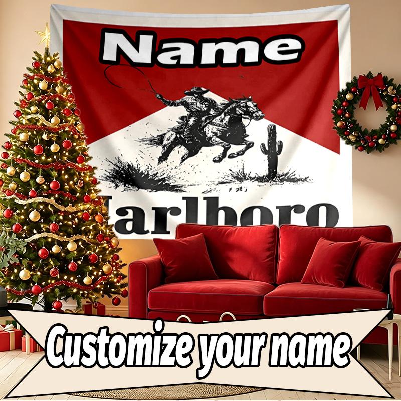 Custom Name Personalized Marlboro Print Tapestry, Wall Art Decor, Bedroom, Dorm, Apartment, LivingRoom, Party Backdrop, Gift for Birthday