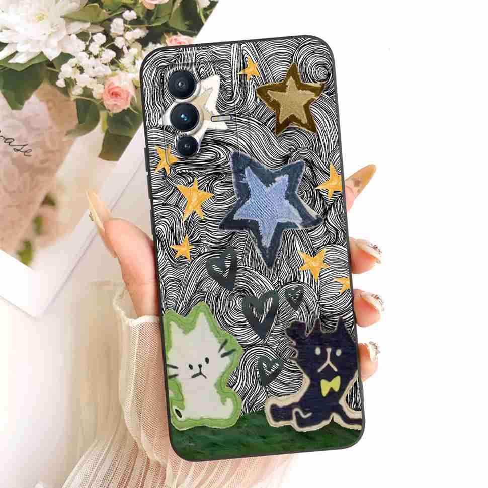 Cartoon Painted For vivo S12 Pro 5G V2163A Case Butterfly Cat Silicone Back Cover For Vivo S12 Pro s12 PRO 5G Phone Cases Bumper