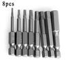 8pc 1/4 Hex Key Allen Bit Quick Change Magnetic Handle Driver Steel Power Drill