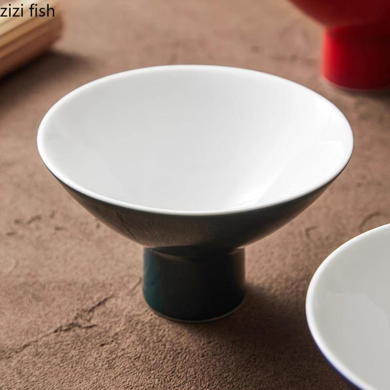 Creative Ceramic High Legged Deep Bowl Dessert Bowl Salad Bowl Snack Bowls Restaurant Molecular Cuisine Specialty Tableware