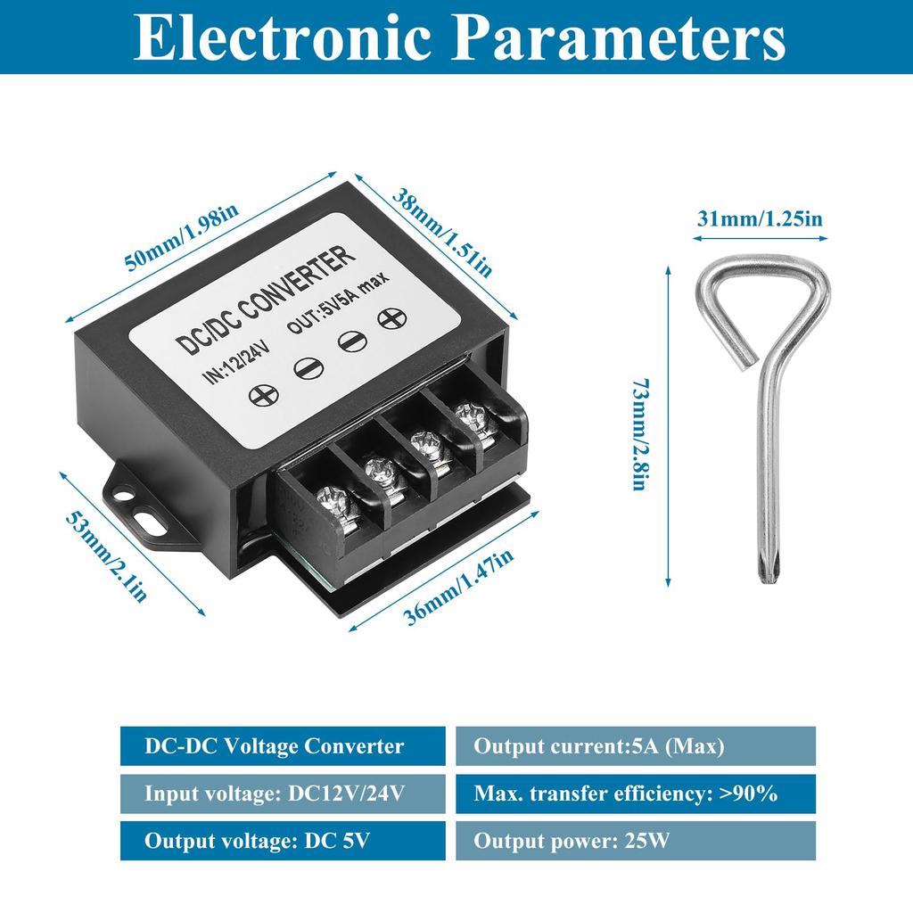 MZHOU Понижающий преобразователь DC 24V в 5V 5A, 8-35V DC Понижающий преобразователь в 5A