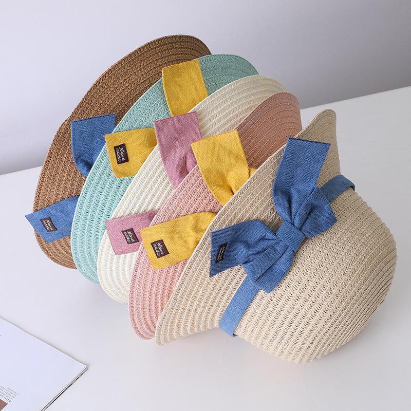 Красивые соломенные шляпы для детей, маленькая шляпа от солнца с бантом, сумка на плечо, весенне-летняя шляпа для защиты от солнца