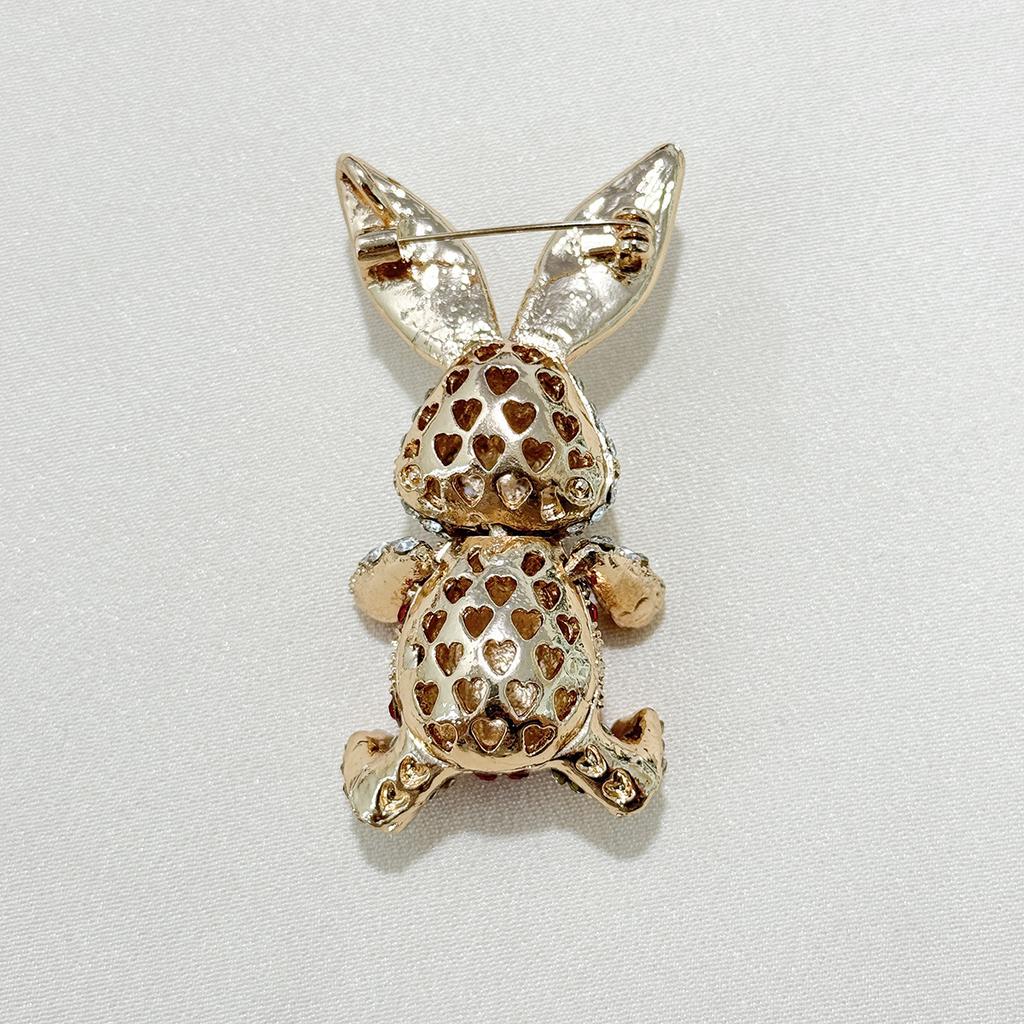 Rabbit Rhinestone Pin Brooch, Diamond Alloy Brooch, Little Rabbit Cute Animal Brooch Clothing Corsage