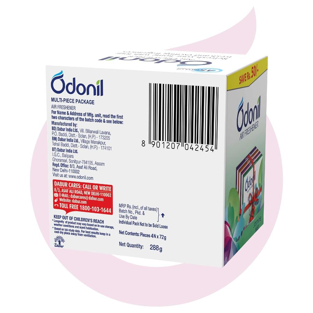 Odonil Air Freshener Blocks 288g (72g X 4) Long Lasting Bathroom Toilet Fragrance