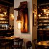 American Retro Industrial Wall Lamp - Antique Solid Wood Lantern for Restaurant and Corridor Decor